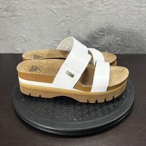 Reef Womens Size 7.5 Cushion Vista Higer White Platform Double Strap Sandals